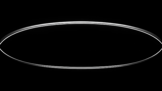 Photo abstract oval shape with white glowing lines on a black background