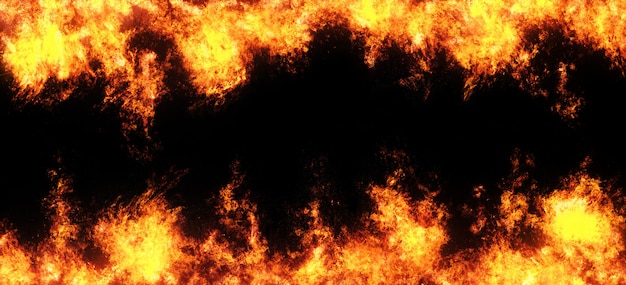 Abstract overlay Fire flames on a black background.