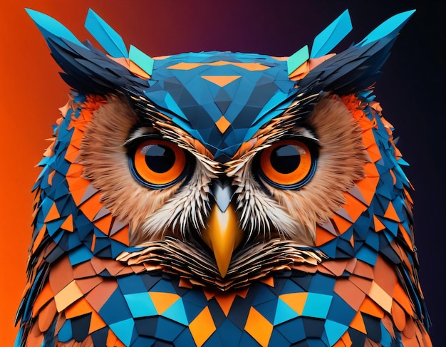 abstract owl created with a geometric design