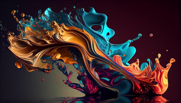 Abstract paint mixing creates colorful underwater wave pattern generative AI