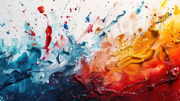 Abstract paint splatters in dynamic composition