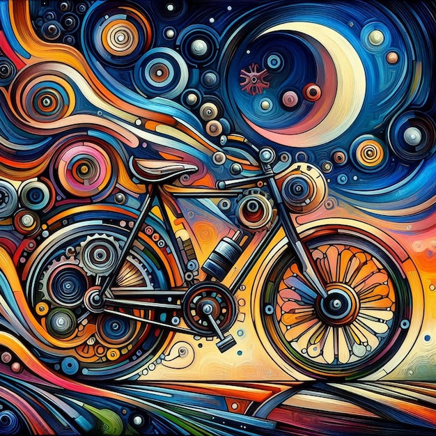 abstract painting about bicycle