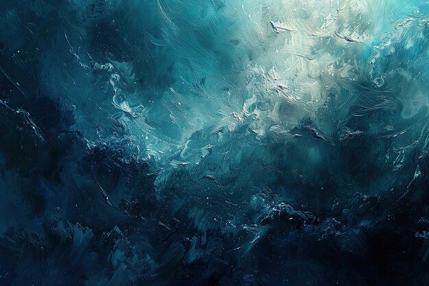 Photo abstract painting of blue and white waves