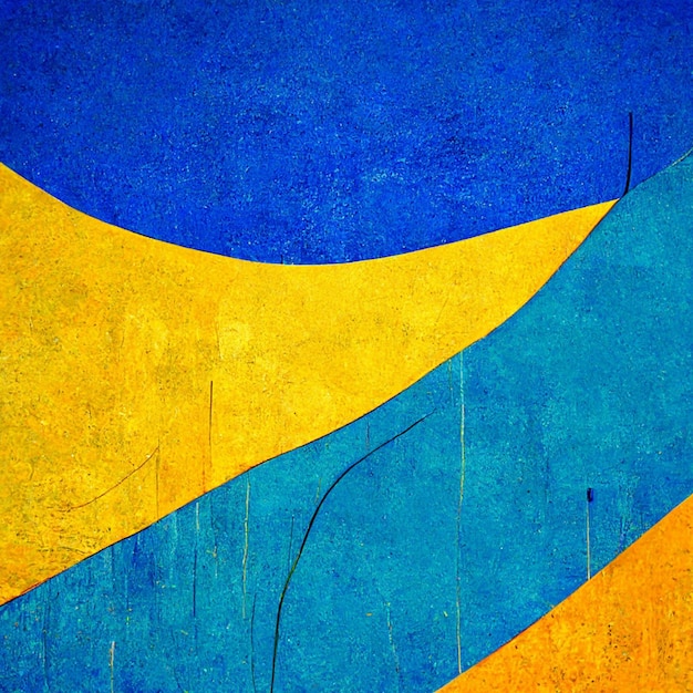 Abstract painting on blue and yellow watercolor painting background Ukrainian colors