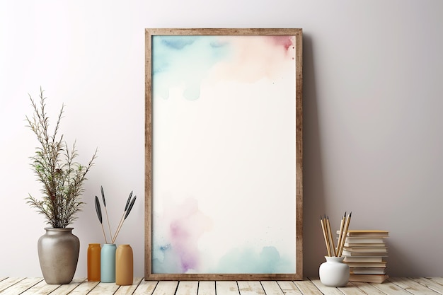 Abstract Painting on Canvas with Wooden Frame and Room Decoration