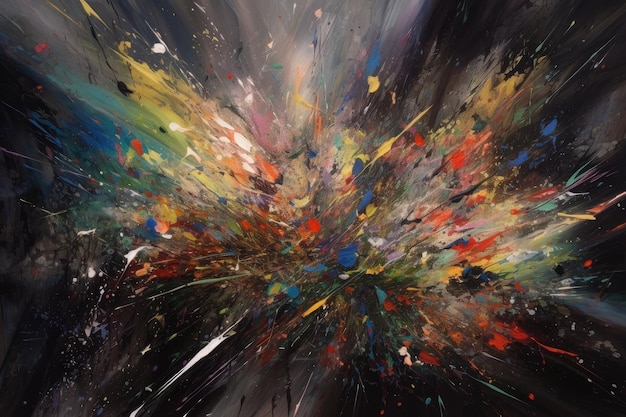 Abstract painting capturing the movement and energy of a meteor shower created with generative ai