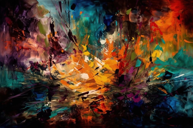 An abstract painting of a colorful sunset generative AI