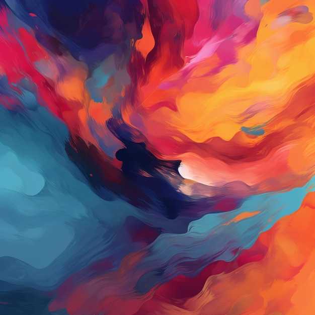 abstract painting of a colorful swirl of paint on a white background generative ai