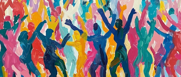 Abstract Painting of a Crowd of People