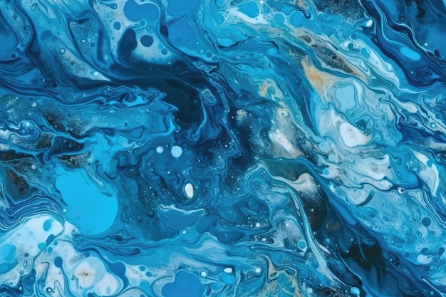 An abstract painting featuring blue and white colors