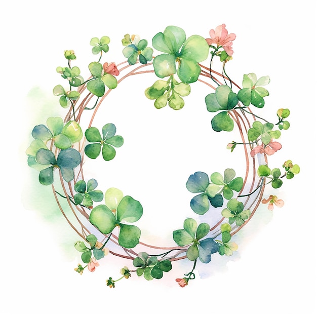 Abstract painting flowers plant letters wreath