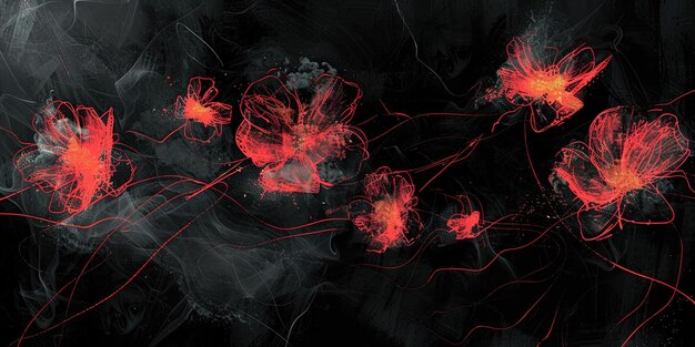 Photo abstract painting of flowers and smoke minimalistic photo with copy space award