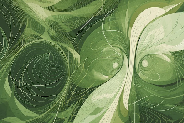 An abstract painting of green leaves and swirls generative AI