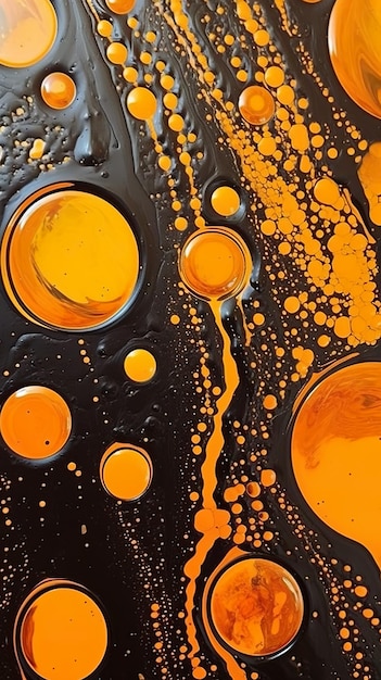 An abstract painting of orange and black bubbles generative ai image