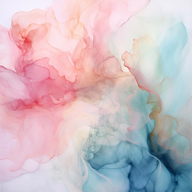 abstract painting of a pink and blue cloud of water generative ai