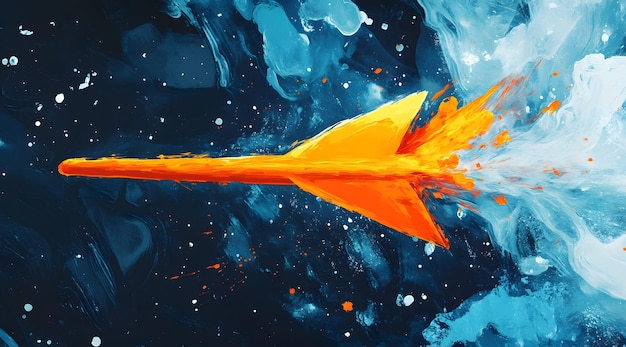 Abstract Painting of a Rocket in Space