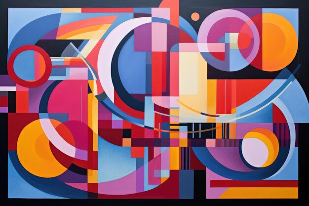 Photo abstract painting of various geometric