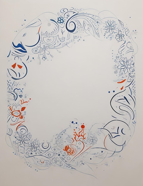 An abstract painting of a white canvas filled with a unique pattern of shapes and colors