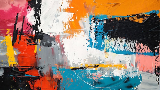 Abstract painting with bold strokes of bright colors