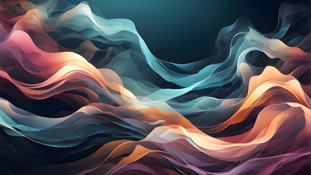 abstract painting with colorful lines and the colors of the waves