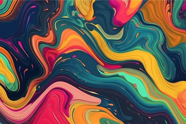 An abstract painting with colorful lines and shapes