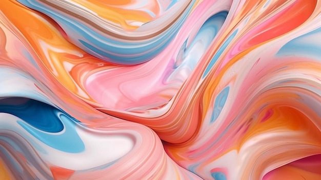 abstract painting with colorful streaming waves