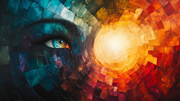 Abstract Painting with Eye and Circular Light Source