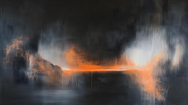 Photo abstract painting with orange gray and black hues