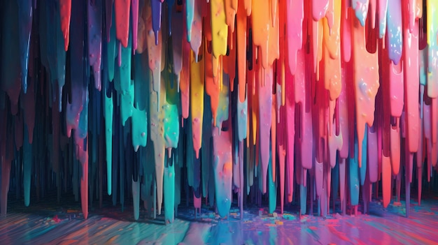 An abstract painting with vibrant multicolored lines Generative ai