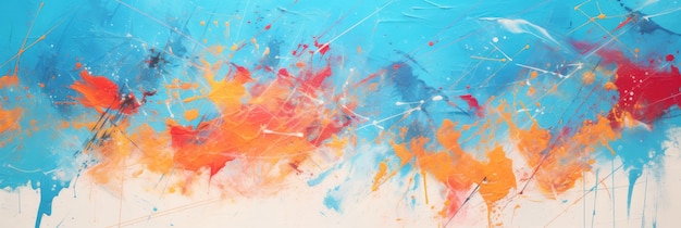 Abstract Painting With Vivid Orange And Blue Strokes Dynamic Abstract Art With Splashes