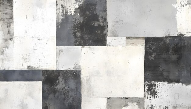 Photo abstract painting with white gray and black geometric shapes