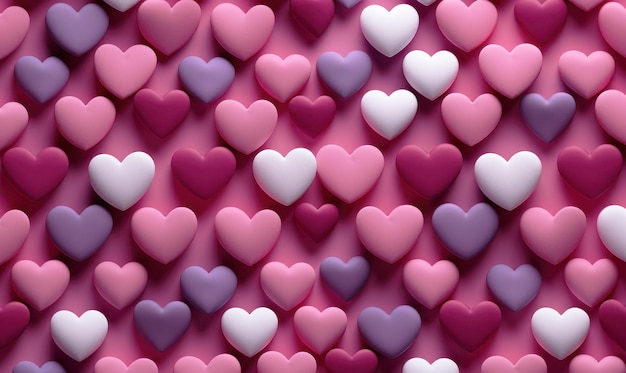 Abstract panorama background with multicolored 3d hearts concept love