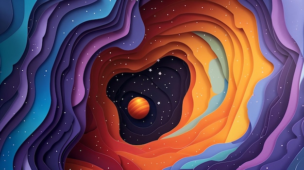 Abstract paper cut art backgroundspace themegalaxyblack hole