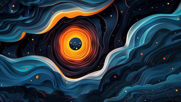 Abstract paper cut art backgroundspace themegalaxyblack holesuper nova