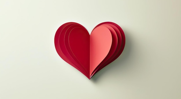 abstract papercut red heart on simple background