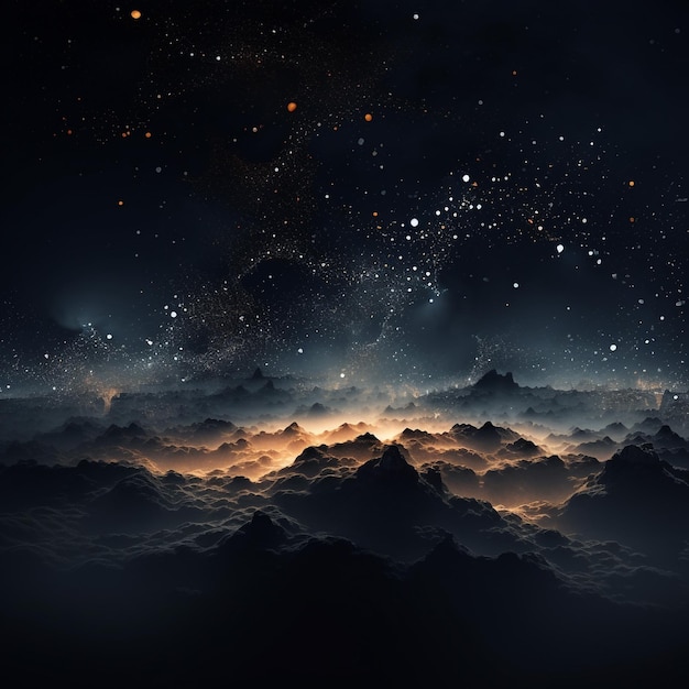 abstract particle landscape on a dark background