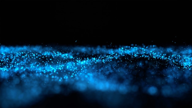 Abstract particles render on dark background, graphic and motion concept