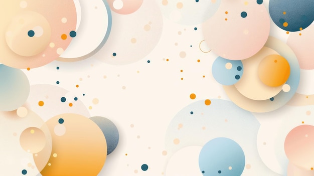 Abstract pastel circles and dots on a white background