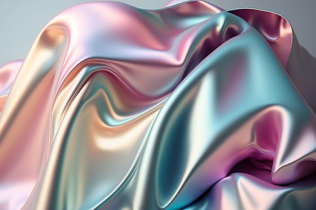 Abstract pastel holographic background Soft satin flowing Generative AI