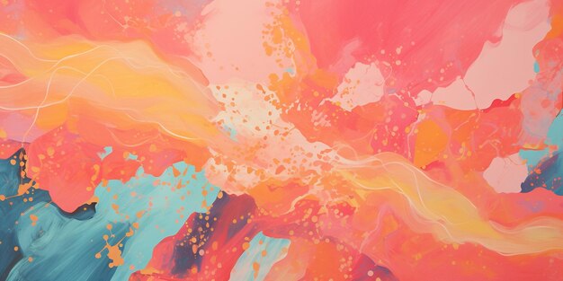 Abstract pastel vibrant colors gouache paint flow swirl and splatter texture pattern background