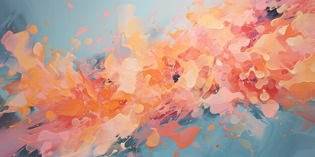 Abstract pastel vibrant colors gouache paint flow swirl and splatter texture pattern background