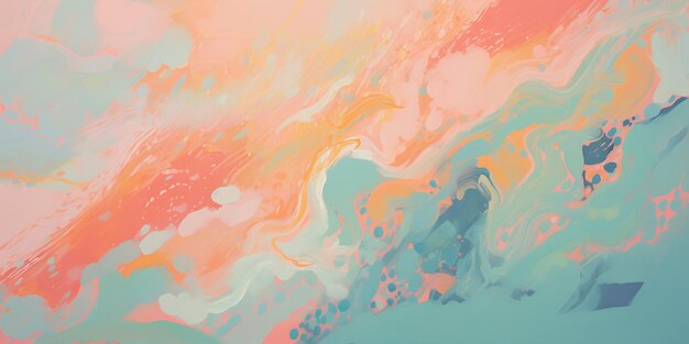 Abstract pastel vibrant colors gouache paint flow swirl and splatter texture pattern background