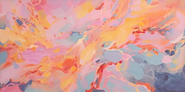 Abstract pastel vibrant colors gouache paint flow swirl and splatter texture pattern background