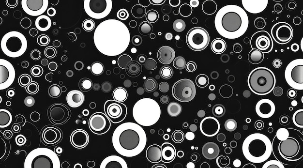 Photo an abstract pattern featuring black and white circles in various artistic styles and designs