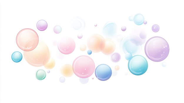 Photo abstract pattern of pastelcolored bubbles on a white background