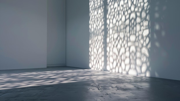 Abstract patterned shadows on a minimalist white wall playing with light and form