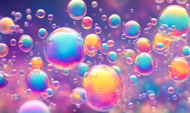 abstract pc desktop wallpaper background with flying bubbles on a colorful background