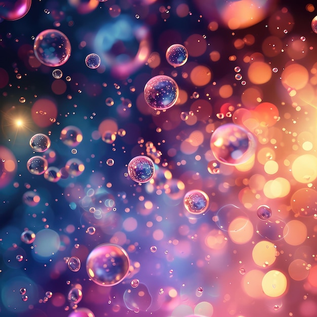 Abstract PC Desktop Wallpaper Flying Bubbles on a Colorful Background Perfect for Aspect Ratio