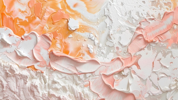 Abstract Peach and White Textured Oil Painting Background