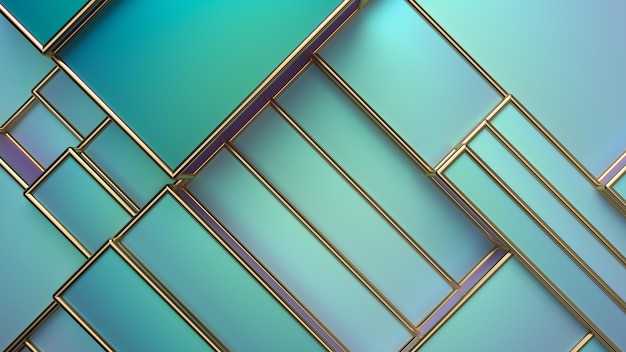 Abstract pearlescent background Geometric random boxes with golden frames